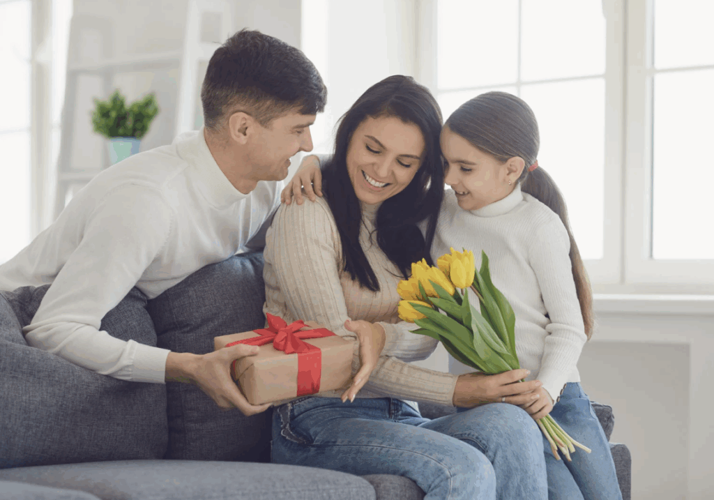 Family celebrating Mother's Day